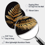 Golden Fern On Black I - Asymmetric Metal Wall Art