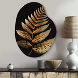 Golden Fern On Black I - Asymmetric Metal Wall Art