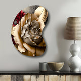 Blossoming Vintage Rose - Asymmetric Metal Wall Art