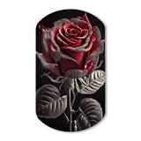 Blossoming Rose In Red And Gray I - Asymmetric Metal Wall Art