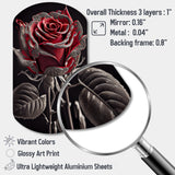 Blossoming Rose In Red And Gray I - Asymmetric Metal Wall Art