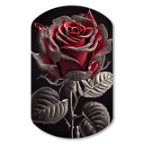 Blossoming Rose In Red And Gray I - Asymmetric Metal Wall Art