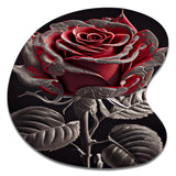 Blossoming Rose In Red And Gray I - Asymmetric Metal Wall Art