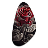 Blossoming Rose In Red And Gray I - Asymmetric Metal Wall Art