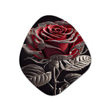 Blossoming Rose In Red And Gray I - Asymmetric Metal Wall Art