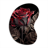 Blossoming Rose In Red And Gray III - Asymmetric Metal Wall Art