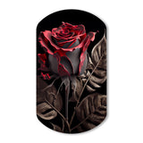 Blossoming Rose In Red And Gray III - Asymmetric Metal Wall Art