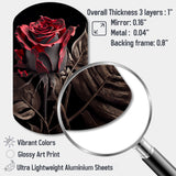 Blossoming Rose In Red And Gray III - Asymmetric Metal Wall Art