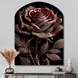 Blossoming Rose In Red And Gray IV - Asymmetric Metal Wall Art