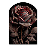 Blossoming Rose In Red And Gray IV - Asymmetric Metal Wall Art