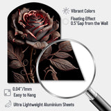 Blossoming Rose In Red And Gray IV - Asymmetric Metal Wall Art