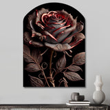 Blossoming Rose In Red And Gray IV - Asymmetric Metal Wall Art