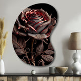 Blossoming Rose In Red And Gray IV - Asymmetric Metal Wall Art