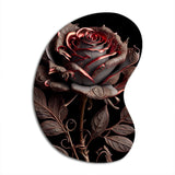 Blossoming Rose In Red And Gray IV - Asymmetric Metal Wall Art