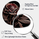 Blossoming Rose In Red And Gray IV - Asymmetric Metal Wall Art