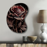 Blossoming Rose In Red And Gray IV - Asymmetric Metal Wall Art