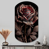 Blossoming Rose In Red And Gray IV - Asymmetric Metal Wall Art