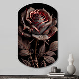 Blossoming Rose In Red And Gray IV - Asymmetric Metal Wall Art