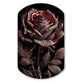 Blossoming Rose In Red And Gray IV - Asymmetric Metal Wall Art