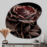 Blossoming Rose In Red And Gray IV - Asymmetric Metal Wall Art