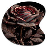 Blossoming Rose In Red And Gray IV - Asymmetric Metal Wall Art