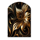 Golden Lily On Black I - Asymmetric Metal Wall Art