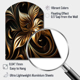 Golden Lily On Black I - Asymmetric Metal Wall Art