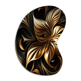 Golden Lily On Black I - Asymmetric Metal Wall Art