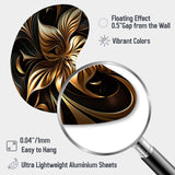 Golden Lily On Black I - Asymmetric Metal Wall Art