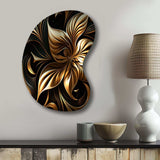 Golden Lily On Black I - Asymmetric Metal Wall Art