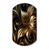 Golden Lily On Black I - Asymmetric Metal Wall Art