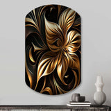 Golden Lily On Black I - Asymmetric Metal Wall Art