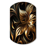 Golden Lily On Black I - Asymmetric Metal Wall Art