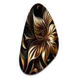 Golden Lily On Black I - Asymmetric Metal Wall Art