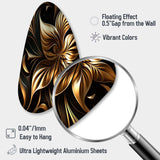 Golden Lily On Black I - Asymmetric Metal Wall Art