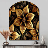 Golden Lily On Black II - Asymmetric Metal Wall Art