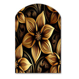 Golden Lily On Black II - Asymmetric Metal Wall Art