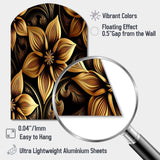 Golden Lily On Black II - Asymmetric Metal Wall Art