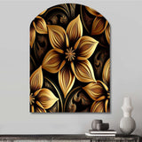 Golden Lily On Black II - Asymmetric Metal Wall Art