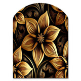 Golden Lily On Black II - Asymmetric Metal Wall Art