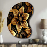 Golden Lily On Black II - Asymmetric Metal Wall Art