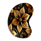 Golden Lily On Black II - Asymmetric Metal Wall Art