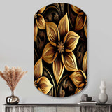 Golden Lily On Black II - Asymmetric Metal Wall Art