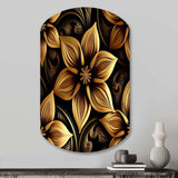 Golden Lily On Black II - Asymmetric Metal Wall Art