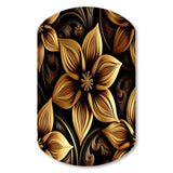 Golden Lily On Black II - Asymmetric Metal Wall Art