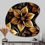 Golden Lily On Black II - Asymmetric Metal Wall Art