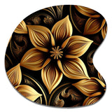 Golden Lily On Black II - Asymmetric Metal Wall Art