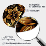 Golden Lily On Black II - Asymmetric Metal Wall Art