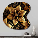 Golden Lily On Black II - Asymmetric Metal Wall Art