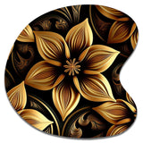 Golden Lily On Black II - Asymmetric Metal Wall Art